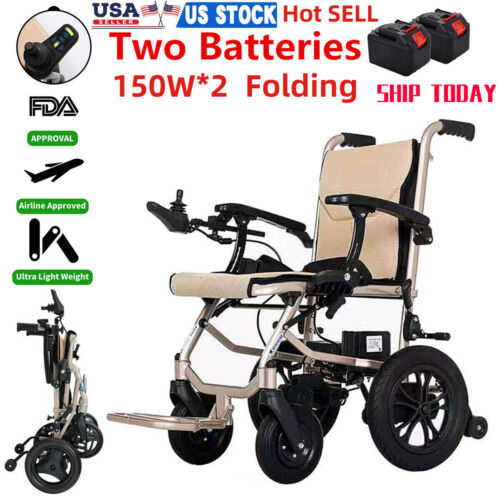 Electric Wheelchair Lightweight Folding Motorized Power Mobility Aid Wheel Chair