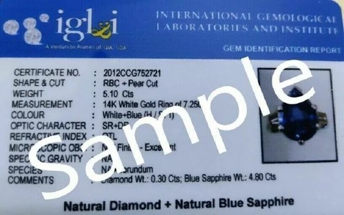 5.60 Ct Princess Real Sapphire & Diamond Engagement Ring 14K Solid White Gold - Picture 10 of 10