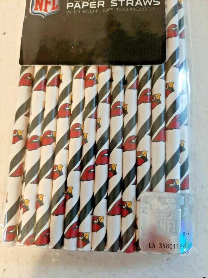 ARIZONA CARDINALS NFL Paper Straws 24 Count Tailgate Biodegradable Eco Friendly - Image 2 of 4