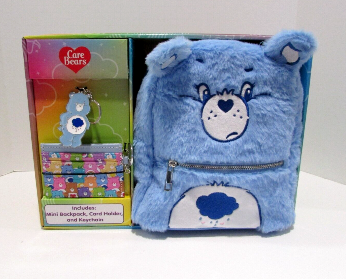 Care Bears Grumpy Mini Backpack Keychain Card holder Gift Set Blue