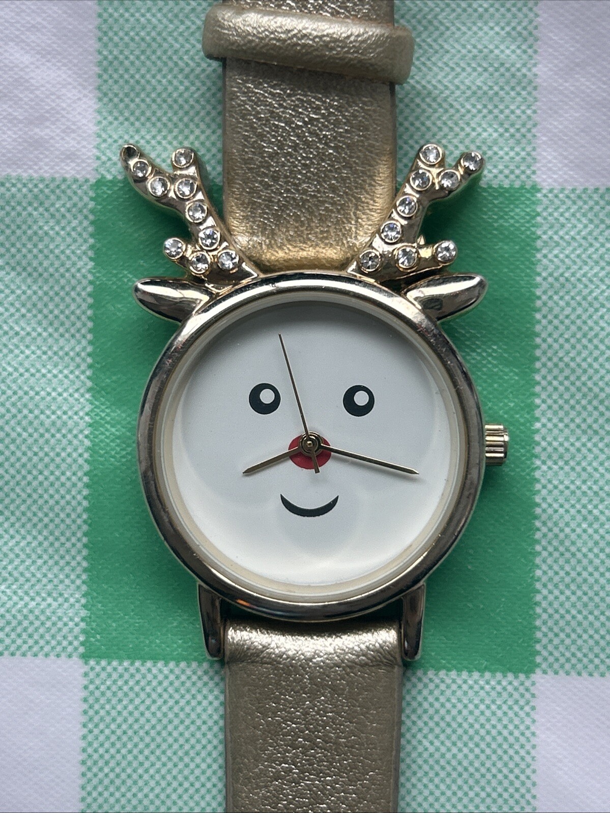 Charming Charlie Christmas Reindeer Gold Tone Women’s Quartz Watch