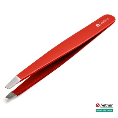 Aether® Eyebrow Tweezers Slanted Tip Hair Pluckers Red Pink Black