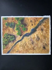 Watercolor illustration, Original Watercolour Kherson Canoe Autumn Landscape UA