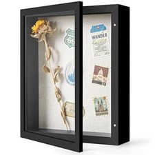 8x10 Shadow Box Frame with Linen Back, Real Glass Top Rustic Memory Display Case
