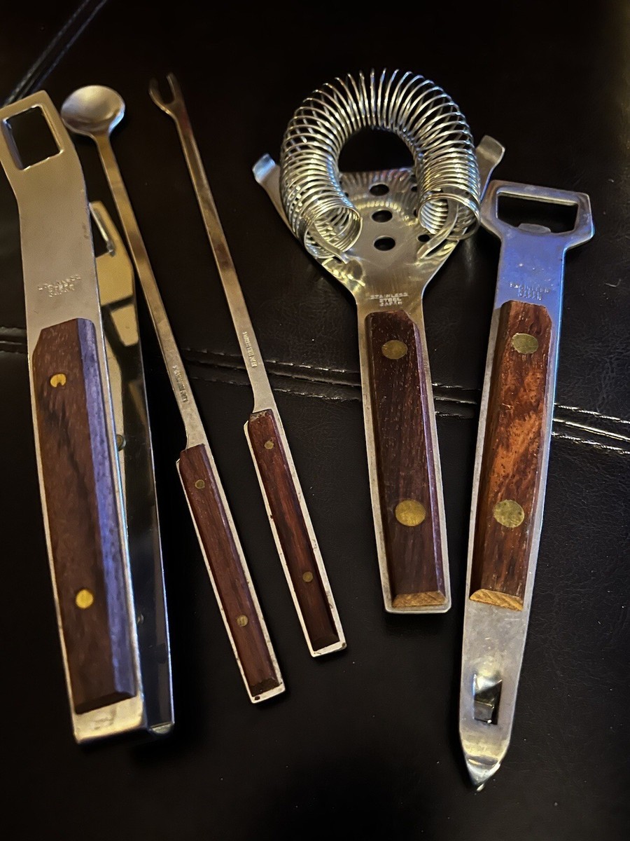 Vintage Rosewood Handled/Stainless Steel, Made In Japan, 5 Vintage Rosewood Handled/Stainless Steel, Made In Japan, 5