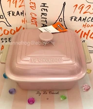 LE CREUSET SUGAR PINK CLASSIC HERITAGE SQUARE BAKING DISH 3QT 3.3L LID CASSEROLE