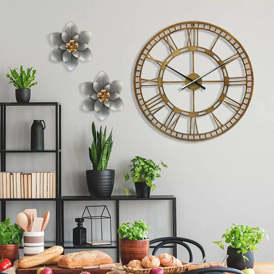 Decoración de arte de pared con flores de metal, escultura floral moderna rústica de 10", hierro envejecido Foto 3 de 4