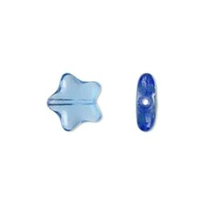 36 Preciosa Czech Boho Glass 11mm Sapphire Blue Flat Puffed Star Strand Beads