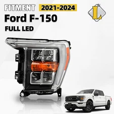 Full LED Headlight For 2021-2023 Ford F-150 Chrome Bezel w/o AFS Driver Side