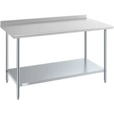 30"W x 60"L Stainless Steel Prep and Work Restaurant Table with Backsplash