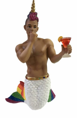 Diamanti Dicembre MERMAN Sirena Uomo Gay RAINBOW PRIDE UNICORNO Ornamento NUOVO ❤️ - Foto 2 di 2