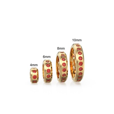 Echter roter Rubin 18k massiv Gold Ewigkeit Rondell Spur Zwischenring Handarbeit Perlen