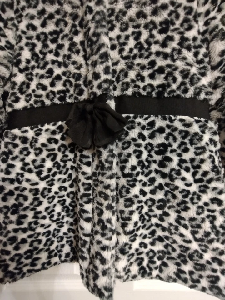 Faux Fur Leopard Print Coat Hooded Girl's Size 6 Toughskins — 第 3/4 张图片