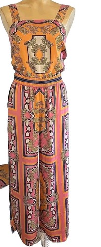 Rachel Zoe 2Pc Floral MultiColored Hand Painted style Boho Cruise Pants Set XS - Picture 3 of 6