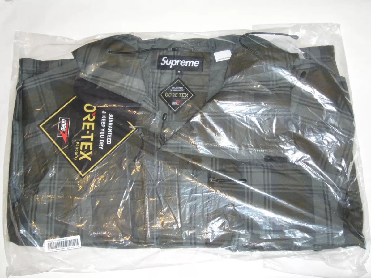 SUPREME NY GORE-TEX Tech Shell Jacket OLIVE PLAID Men's Medium NEW! F/W 2021