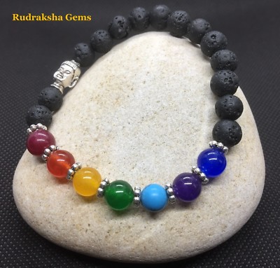 7 Chakra Heilung Perlen Armband Natur Lavastein Diffusor Buddha Yoga Schmuck