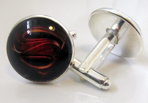 Silver Mens Glass Cufflinks- Superhero Logo Movie Cartoon TV-Wedding Favour Gift - Picture 6 of 14