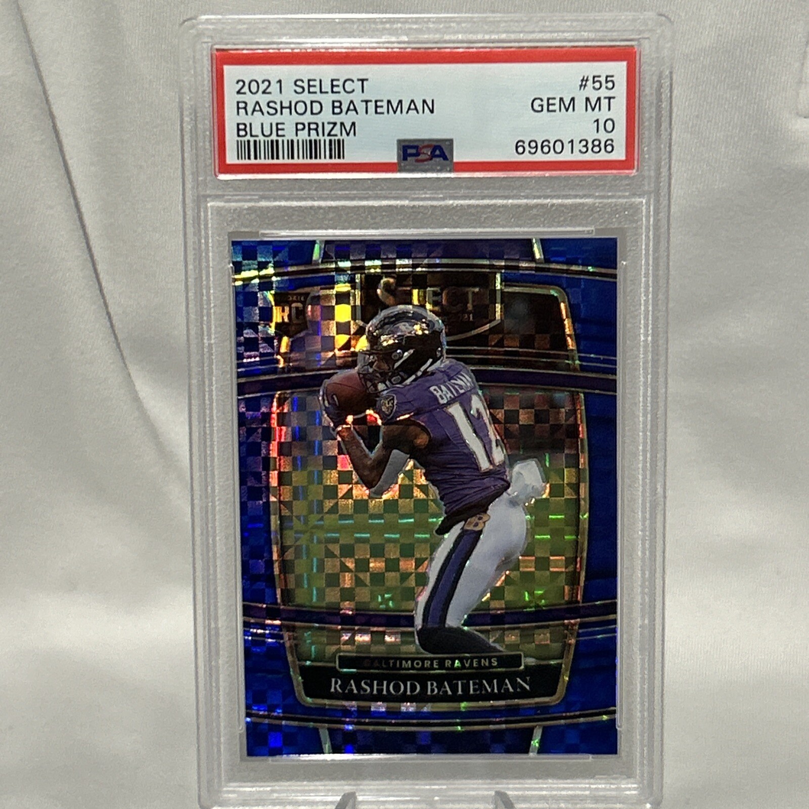 2021 PANINI SELECT RASHOD BATEMAN #55 RC BLUE PRIZM /199 PSA 10 RAVENS Rare 💎💎