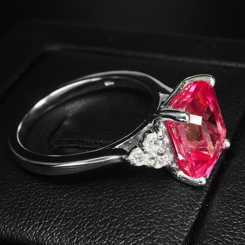 Gleaming Pink Padparadscha Sapphire 4.25Ct 925 Sterling Silver Handmade Rings - Picture 5 of 8
