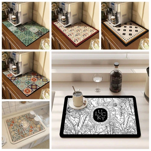 30x40 cm Diatom Mud Dish Drying Mat Washing Up Towel Kitchen Sink Drainer