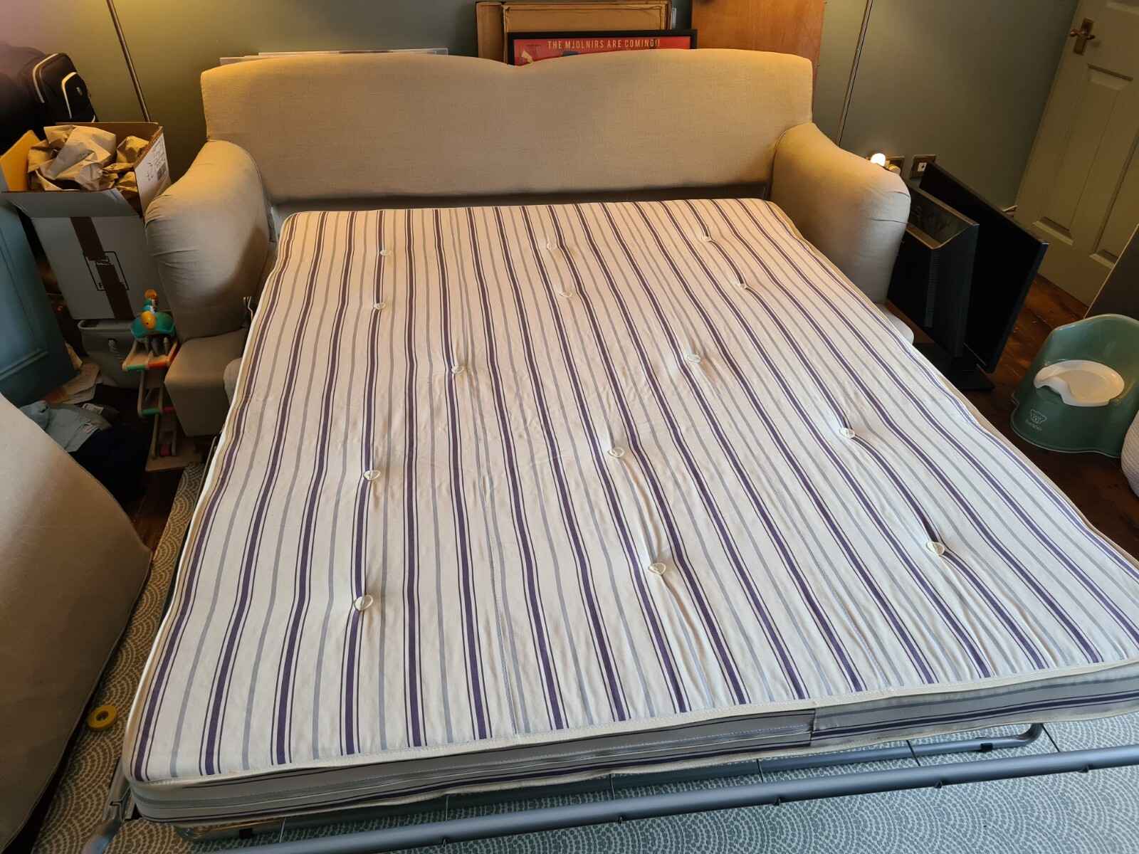 Bluebell 3 seat sofa bed Natural Belgian Linen Flax RRP £