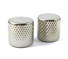  2 Nickel Press-On Barrel Knobs for Guitar/Bass w/6mm Split Shafts MK-PBK-N