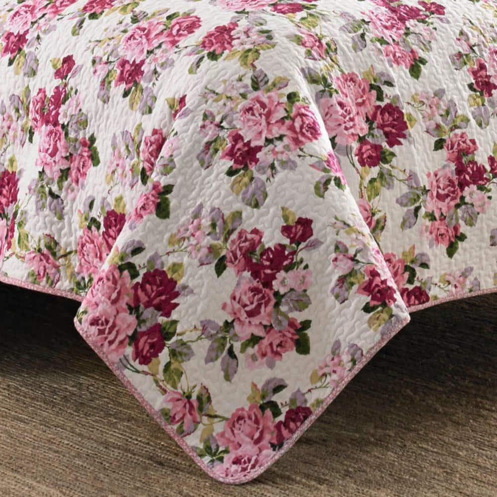 Laura Ashley Quilt Set 3Pcs Cotton Floral Pattern Multicolored Pink