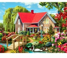 Paint By Numbers Adults kids Dream House Garden DIY Painting Kit 40x50CM Canvas