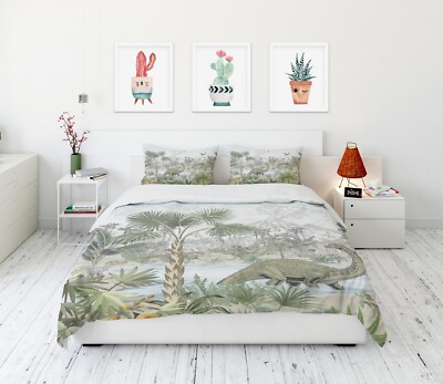 3D Dinosaur Trees A6611 Bed Pillowcases Quilt Duvet Cover Set Queen King Amy