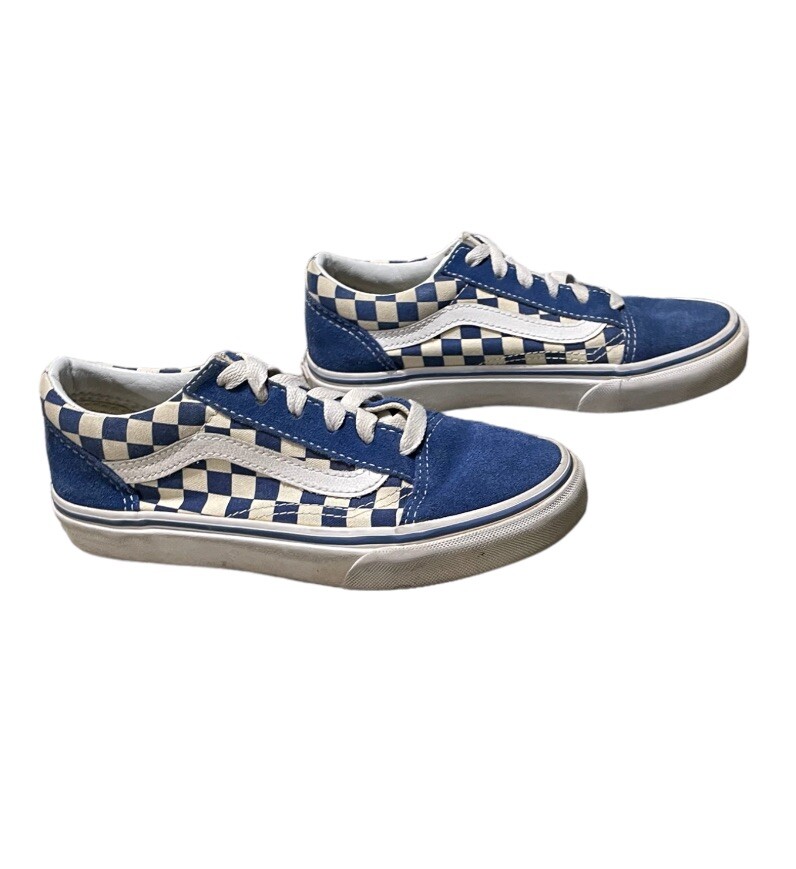 Vans Kids’ Old Skool Checkerboard Sneakers Shoes Suede  Blue White Comfy Youth 2 thumbnail 3