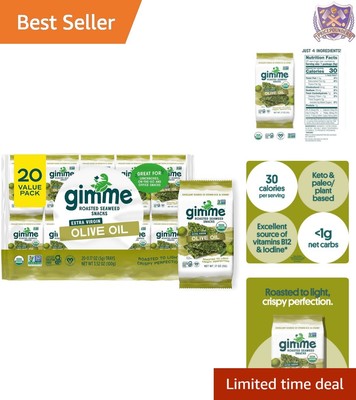 Organic  Roasted Seaweed Snacks, Keto, , Gluten-Free, 20 Count