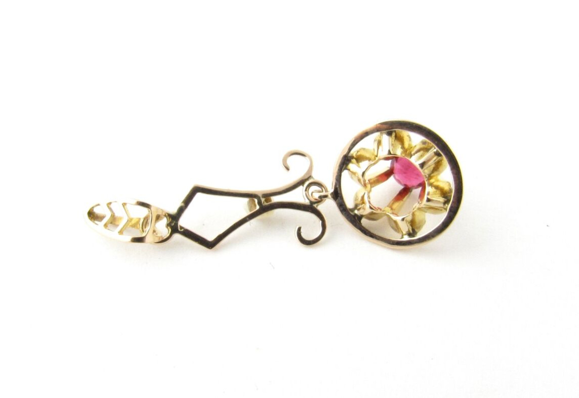 Vintage 10 Karat Yellow Gold Synthetic Ruby and P… - image 4
