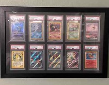 Graded Trading Card Display Case 10 PSA Slabs Sport Football Baseball Wood Frame