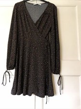 Mango Basic Blue Front Plunge Long Sleeve Skater Dress Size XS