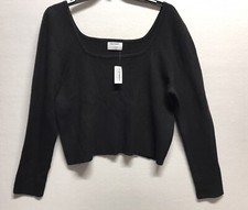 Old Navy Black Ribbed Knit Sweater Square Neck Size XL New
