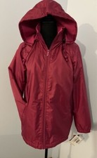 Women's Small Totes Water Resistant Lined Zip Jacket Merlot Removable Hood