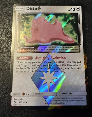 Pokemon TCG SM Lost Thunder Ditto 154/214 Prism Star Ultra Rare