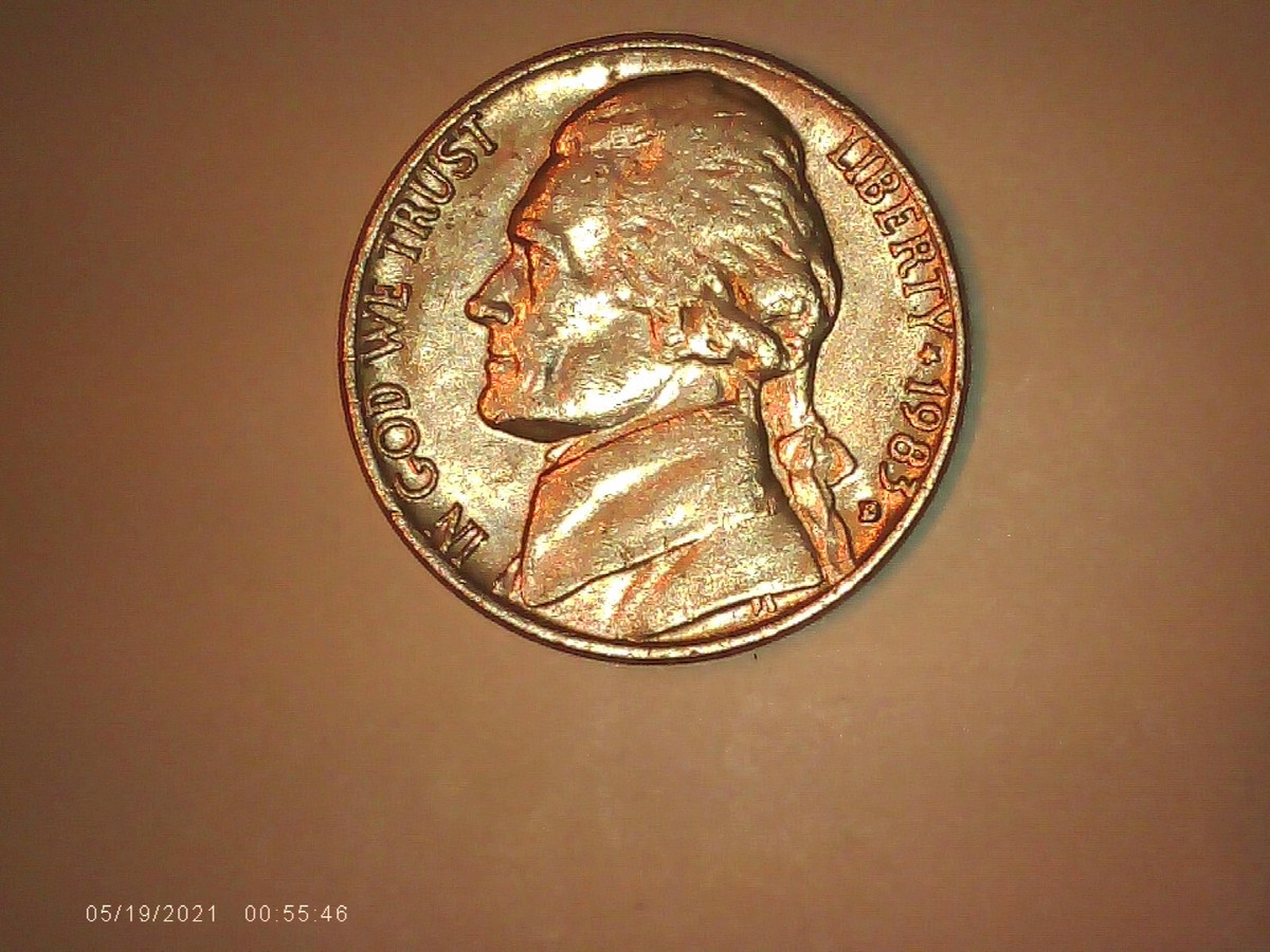 1983-D/D Jefferson Nickel RPM Repunched Mint Mark Overstruck 5.06g