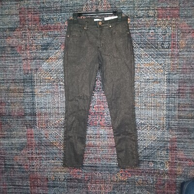 LOFT womens black an gold glitter slim pocket stretch skinny pants 6x28 NWT