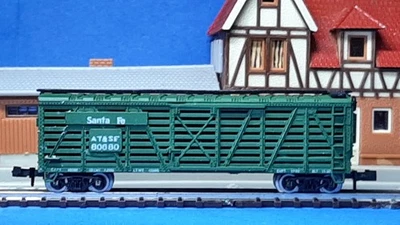 N - BACHMANN 5045 - WAGON à CLAIREVOIE TRANSPORT BESTIAUX "SANTA FE" BON ÉTAT - Photo 1/4