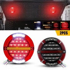 2x 5.5" Amber+White+Red Truck Brake Trailer Stop Flowing Turn Tail Lights DRL Tr