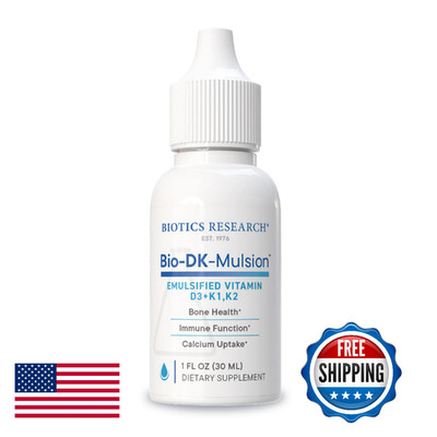 Biotics Research Bio-DK-Mulsion  Emulsified Liquid Vitamin D and K, D3 Drops 125