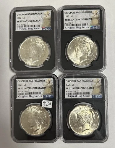 Peace Dollar Lot NGC 1922-1925 BU Bag Fragment Silver dollar date set 90% silver