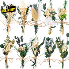 10 Pack Dried Flower Bouquets Green Series Natural Dried Plant with Stem Real...