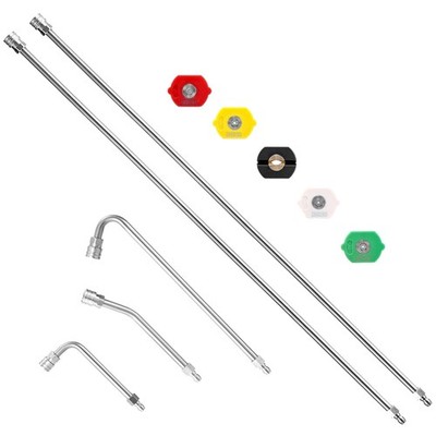 Upgrade 120'' Power Washer Lance - 5 Nozzles & Curved Rods for Ultimate Cleaning