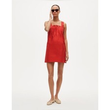 J Crew Ondine Dress L Red NWT CU782 Floral Embroidered Travel Resort Coastal