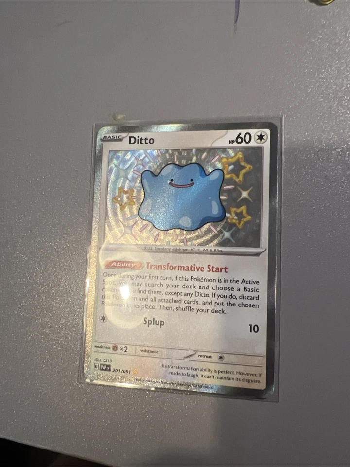 Pokémon TCG Ditto Paldean Fates Shiny Rare Holo Card 201/091 Mint