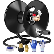 MEKOH Pressure Washer Hose Reel 50ftx3/8” / 65ftx1/4”, 4000PSI Heavy Duty Pow...
