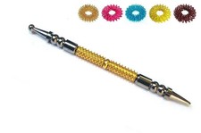 3 Pieces Sujok Acupressure Probe Metal (2in1) Center roller Jimmy +10 Sujok Ring