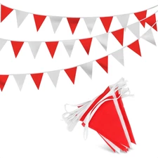 Triangle Banner Flags for Party Supplies   100ft White and Red Party